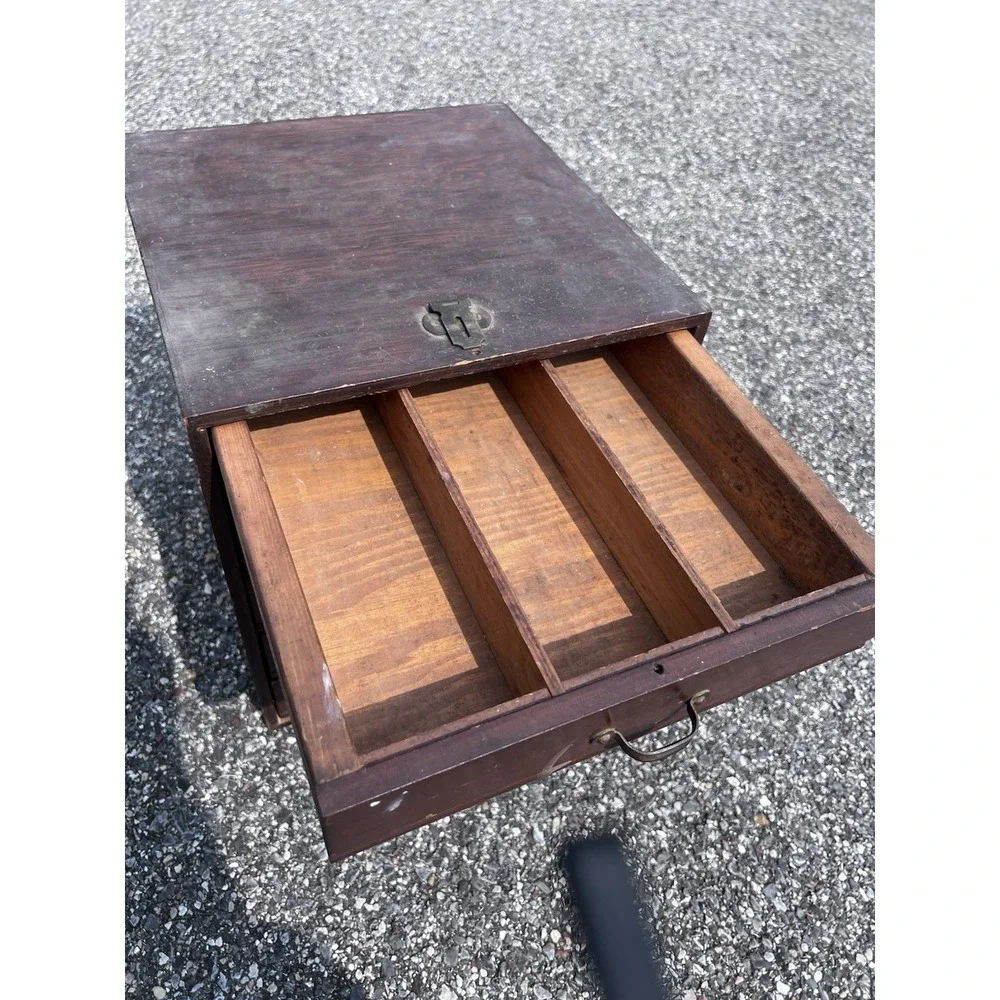 Antique Wooden Tabletop Cabinet Drawer Jewelry Collector Apothecary Victorian